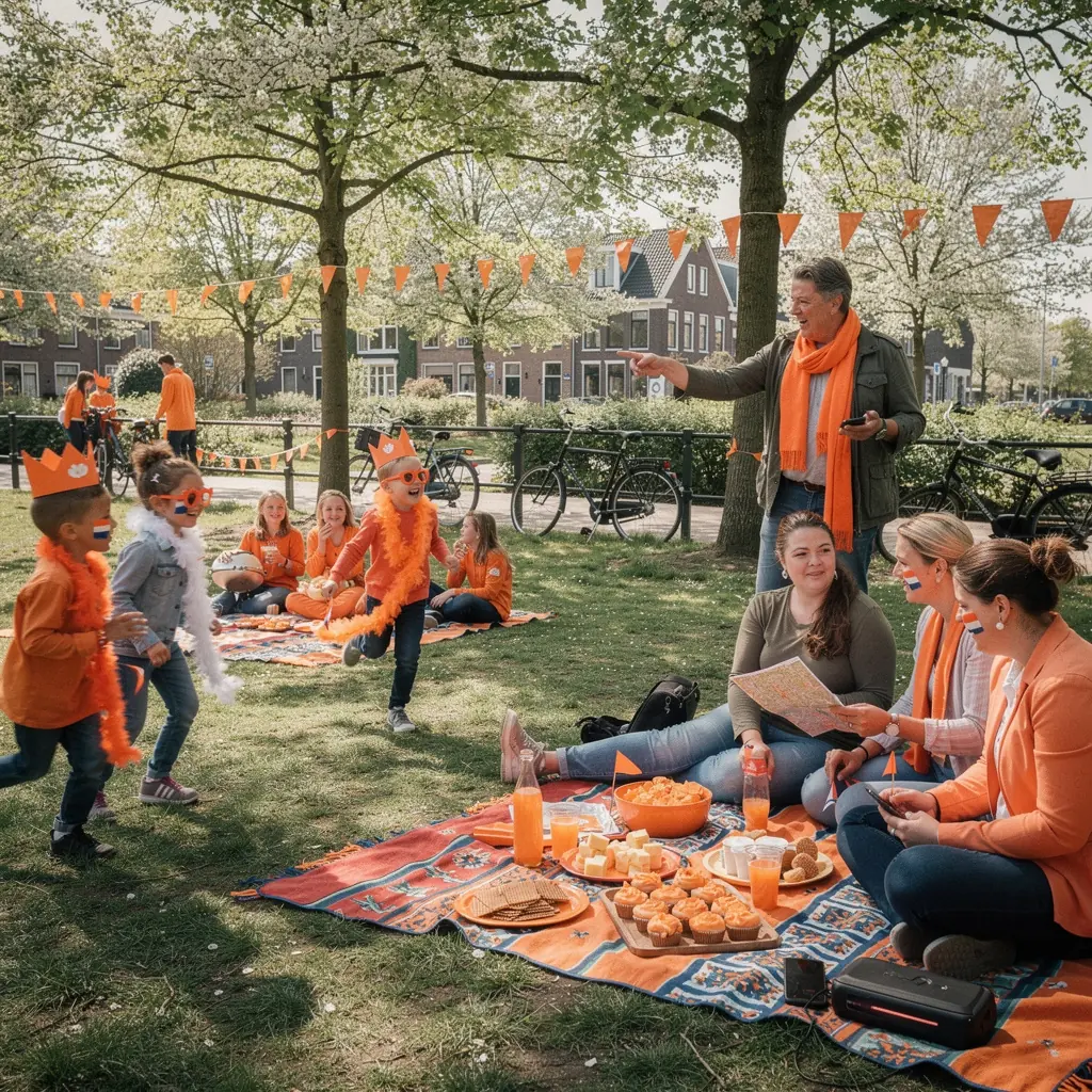 Een groep vrienden geniet van feestelijke snacks en drankjes terwijl ze samen de festiviteiten vieren.